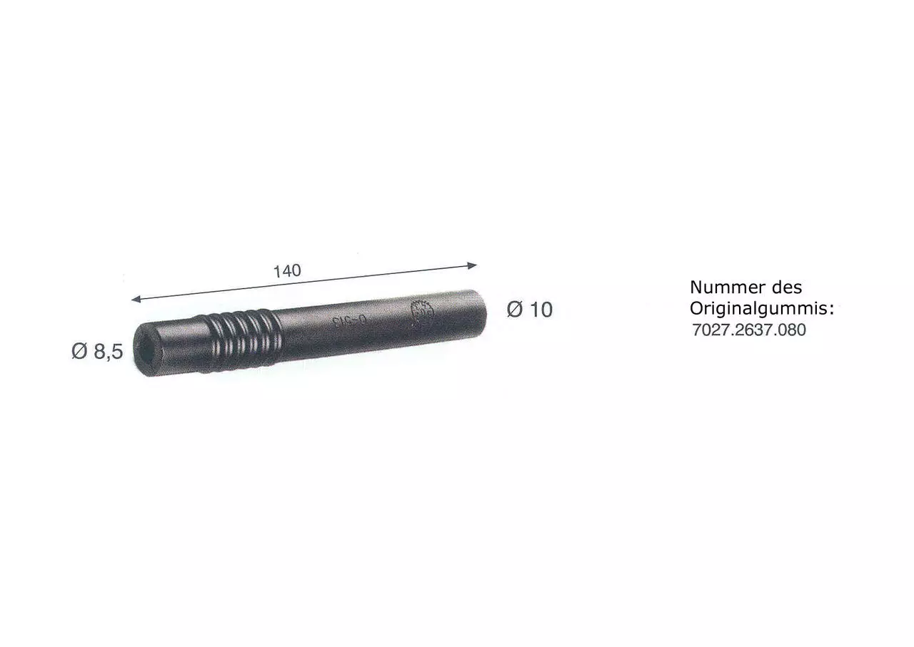 Milchschlauch Gummi, 140mm x 8,5/10/4mm