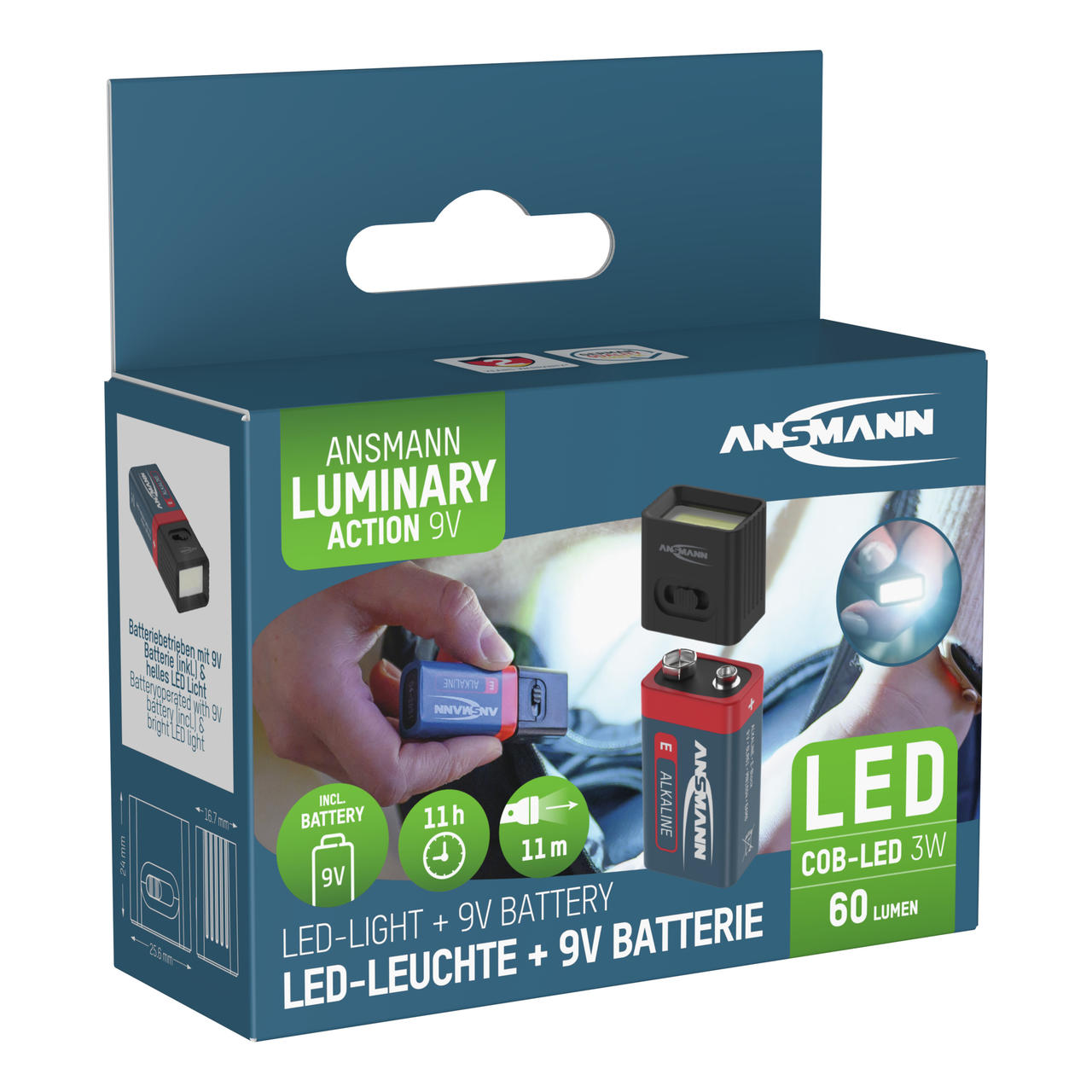 Ansmann Mini-LED-Leuchte mit 9V Batterie