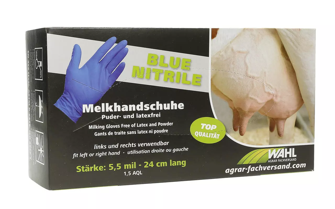 WAHL-Hausmarke Melkhandschuh BLUE-NITRILE 5,5 mil