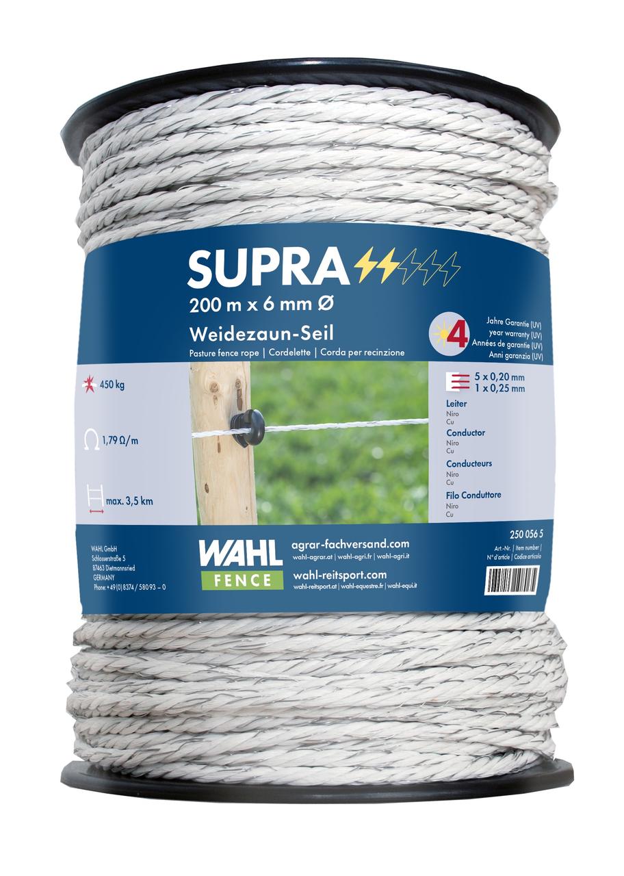 WAHL-FENCE Corda per recinzione di pascoli - SUPRA - 6 mm / 200 m WAHL-FENCE Corda per recinzione di pascoli - SUPRA - 6 mm / 200 m