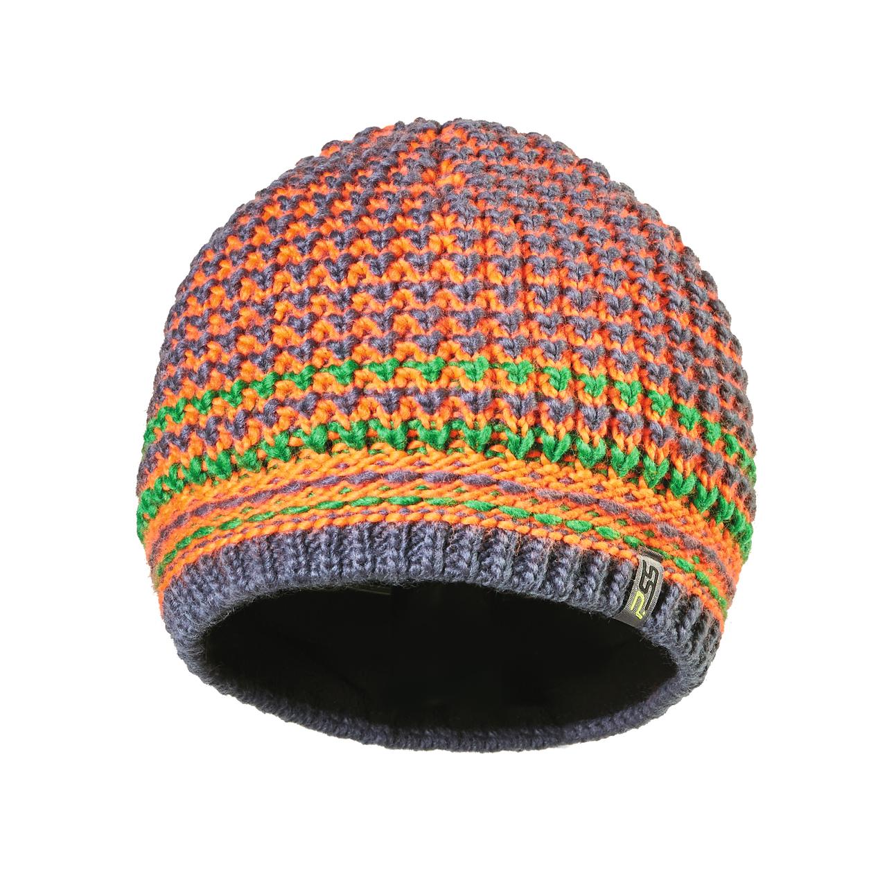 PSS Strickmütze "Die Wollige" orange/grau