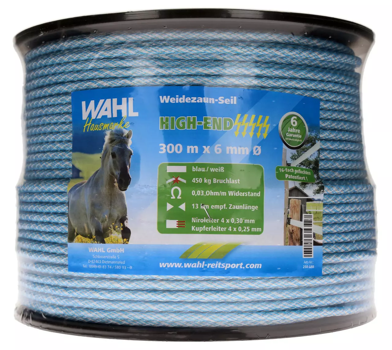 WAHL-FENCE Weidezaunseil - HIGH END - 6mm / 300m