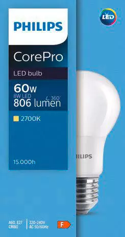 Philips LED-Birne E27 8W/60W Philips LED-Birne E27 8W/60W
