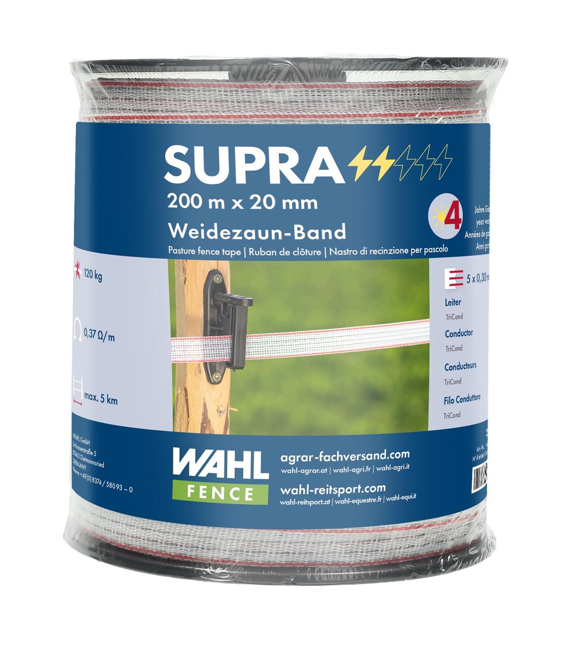 WAHL-FENCE Nastro di recinzione per pascoli - SUPRA 20 mm / 200 m WAHL-FENCE Nastro di recinzione per pascoli - SUPRA 20 mm / 200 m