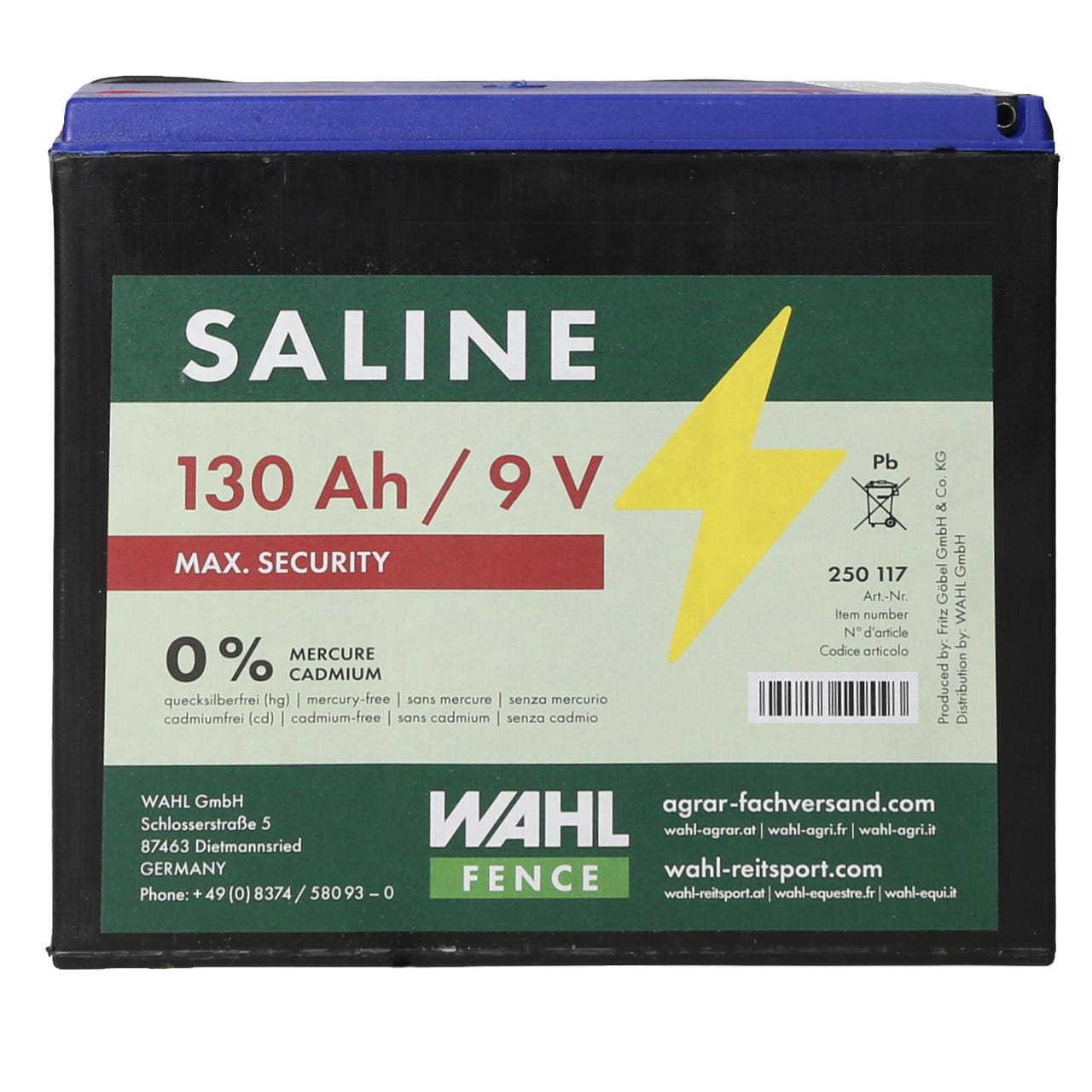 WAHL-FENCE Weidezaunbatterie 9 V - 130 Ah