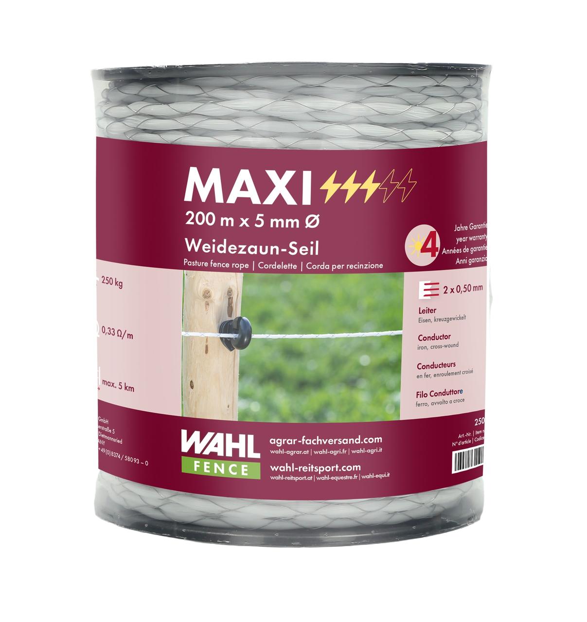 WAHL-FENCE Corda per recinti elettrici - MAXI, bianca - 4 mm / 200 m WAHL-FENCE Corda per recinti elettrici - MAXI, bianca - 4 mm / 200 m