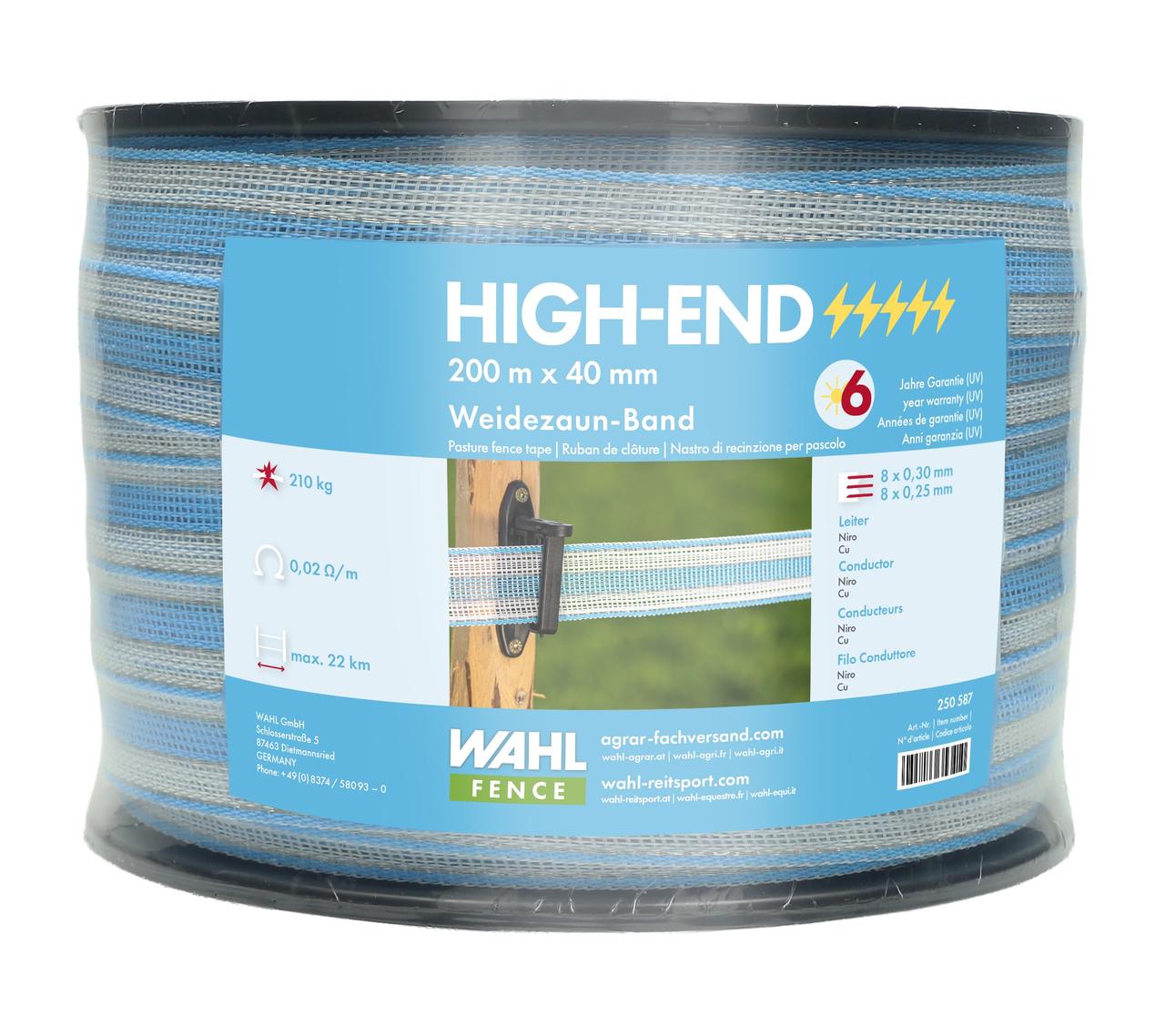 WAHL-FENCE Nastro di recinzione per pascoli - HIGH END - 12,5 mm / 200 m WAHL-FENCE Nastro di recinzione per pascoli - HIGH END - 12,5 mm / 200 m
