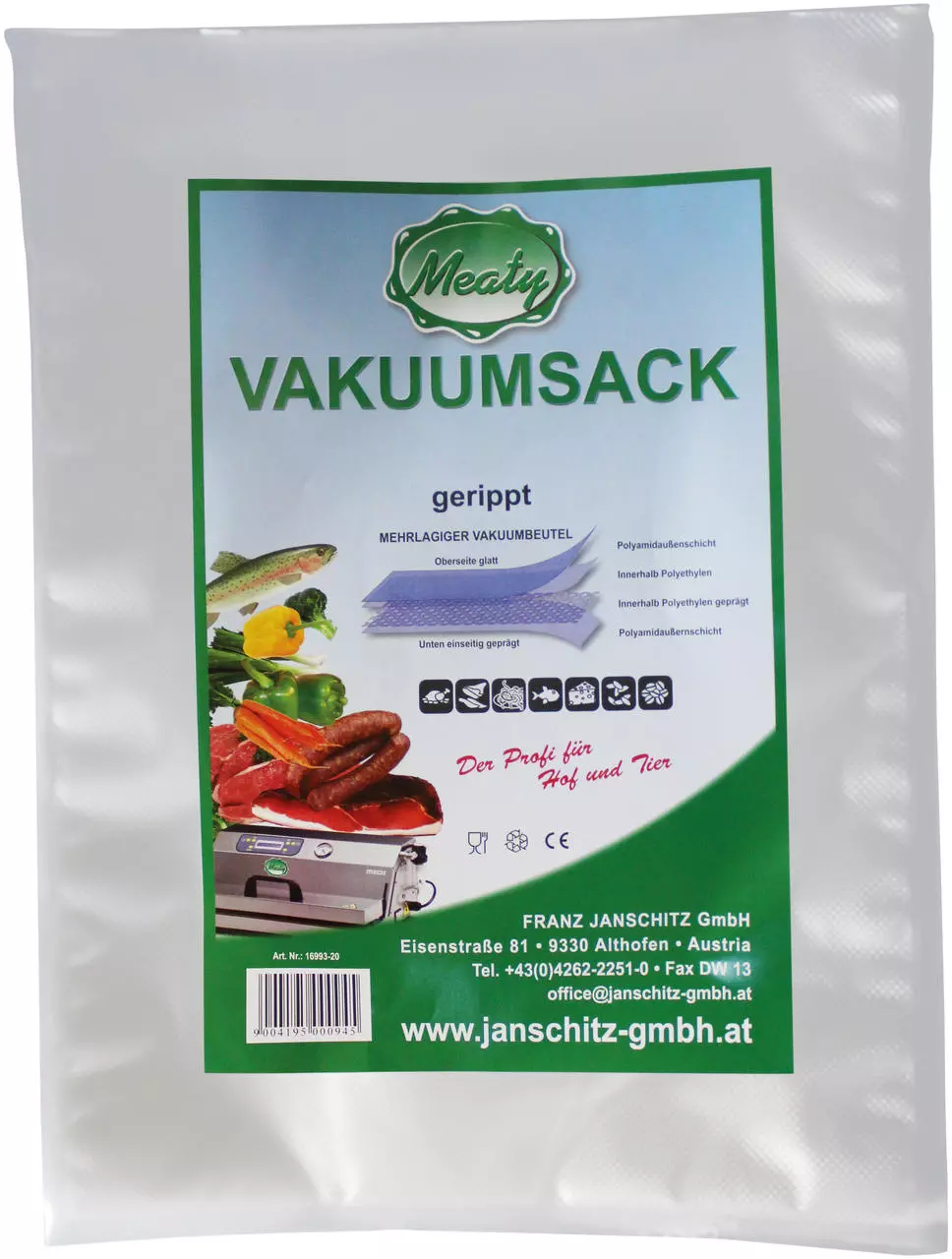 Meaty Vakuumsack 12 x 55 cm, gerippt, 50 Stück