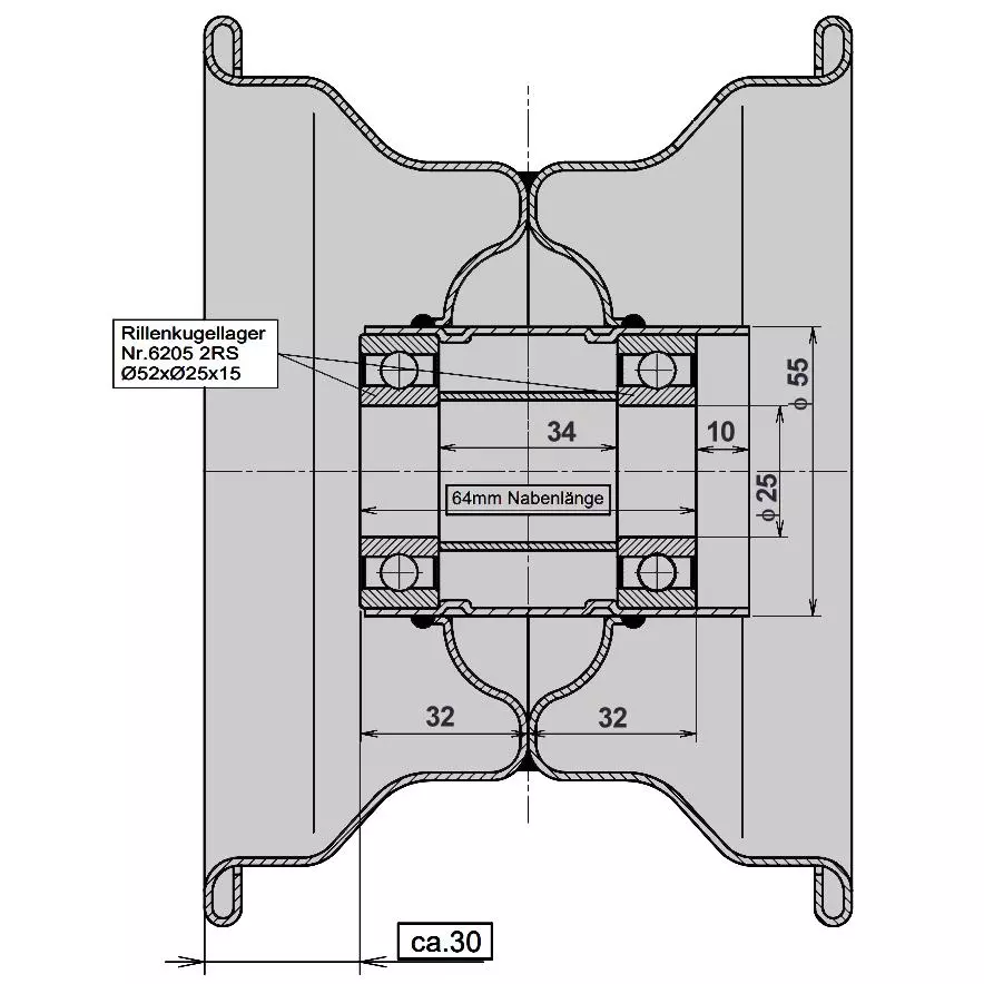 Laufrad kpl. 15 x 600-6