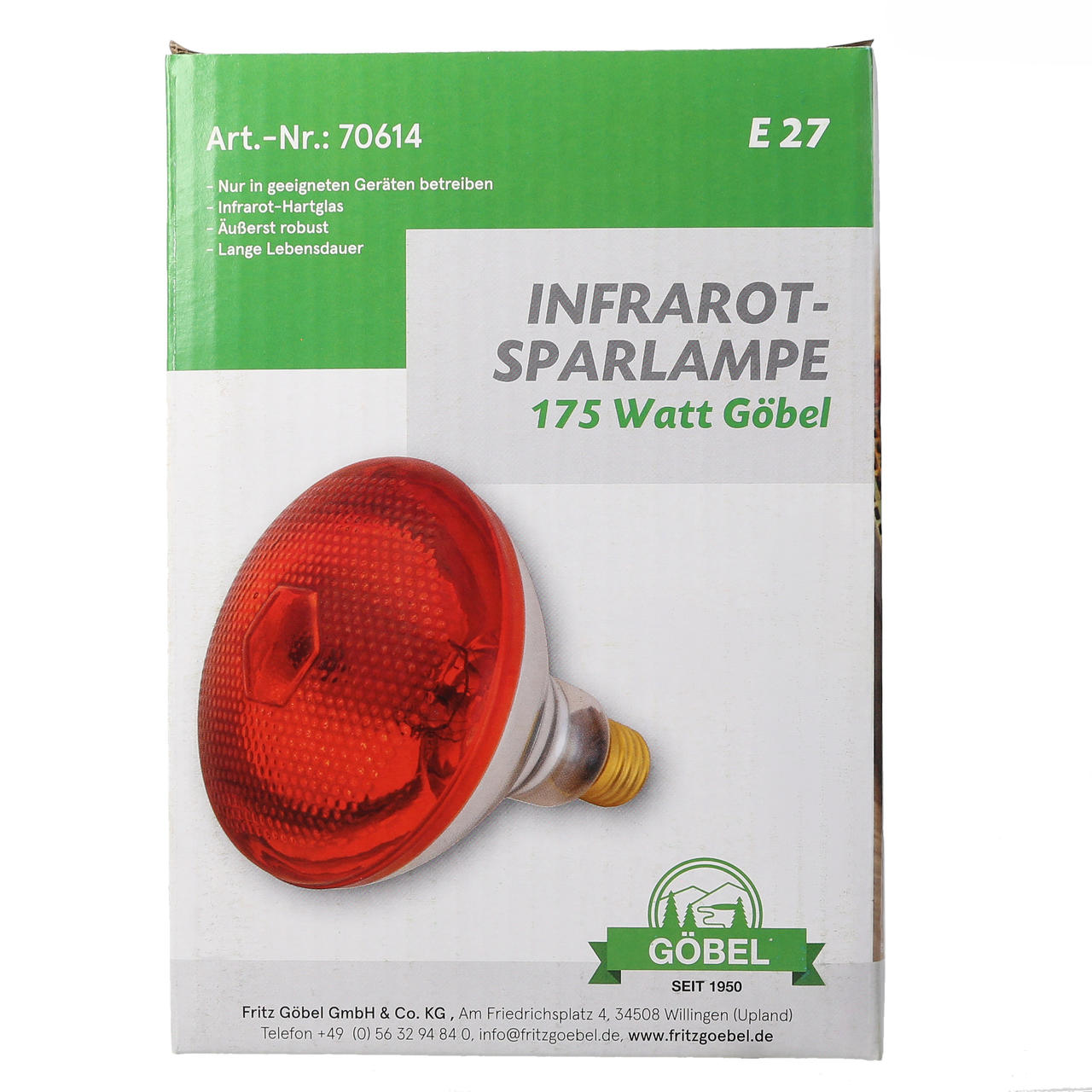 Göbel Infrarot-Sparlampe, rot, 175 Watt