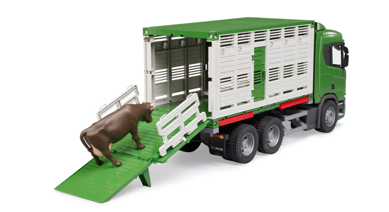Bruder Scania Super 560R per il trasporto di bestiame con bovini