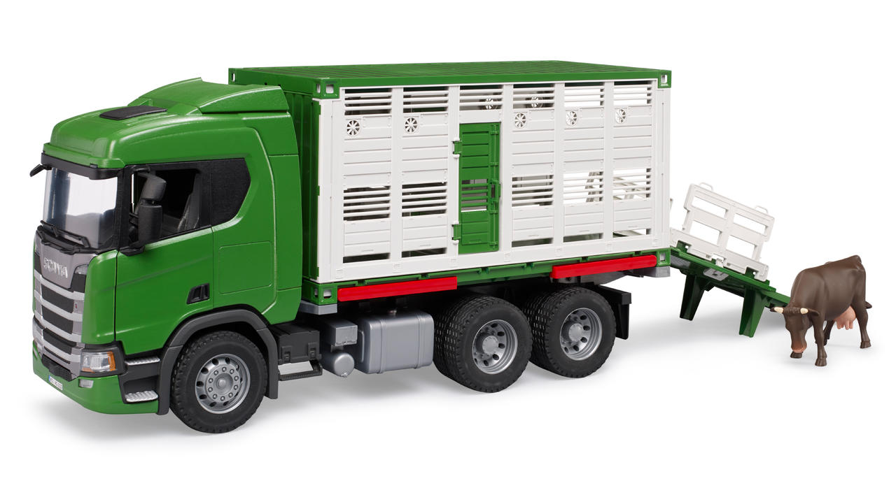 Bruder Scania Super 560R per il trasporto di bestiame con bovini Bruder Scania Super 560R per il trasporto di bestiame con bovini