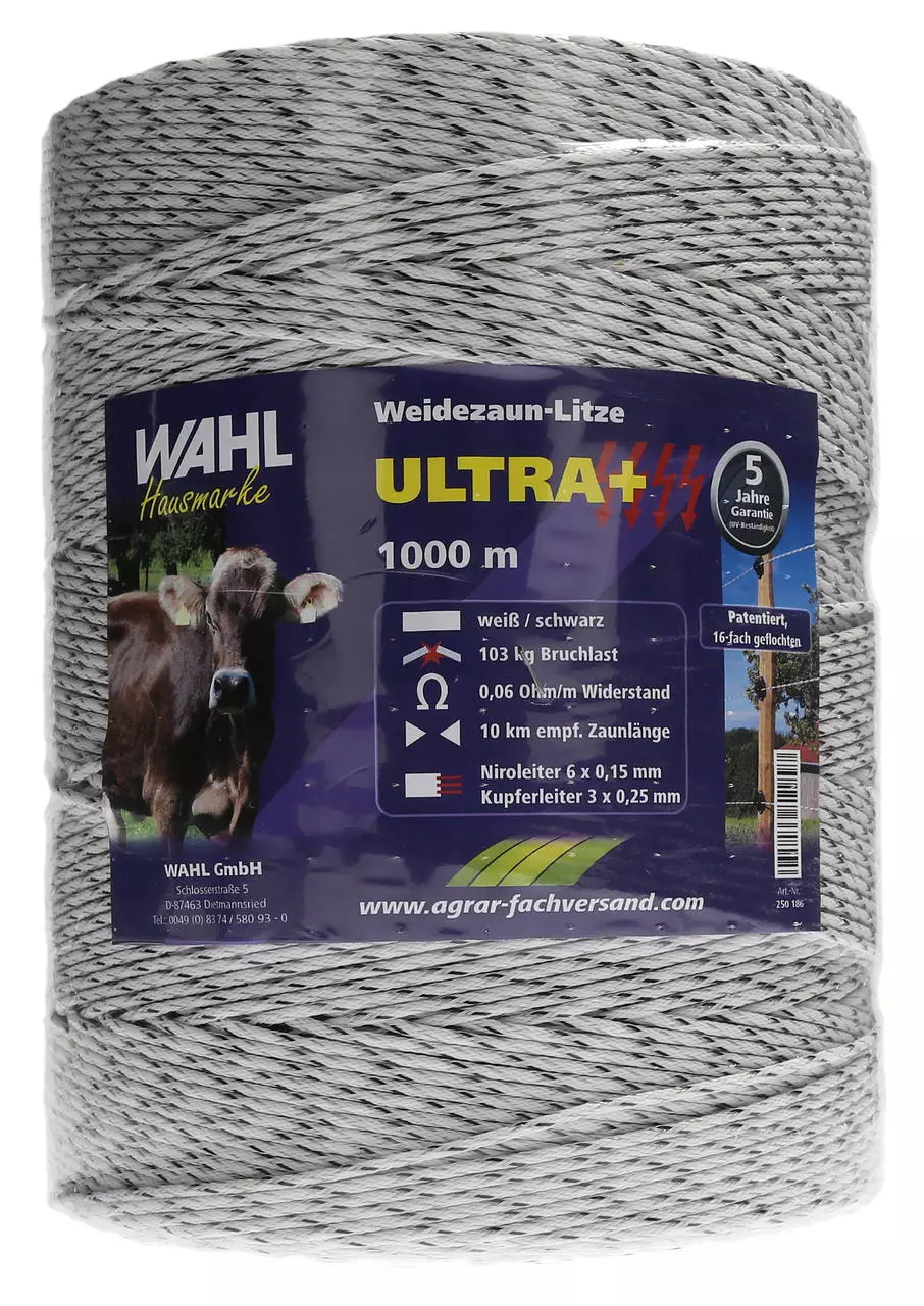 WAHL-FENCE Weidezaunlitze - ULTRA+ - 3 mm / 1000 m