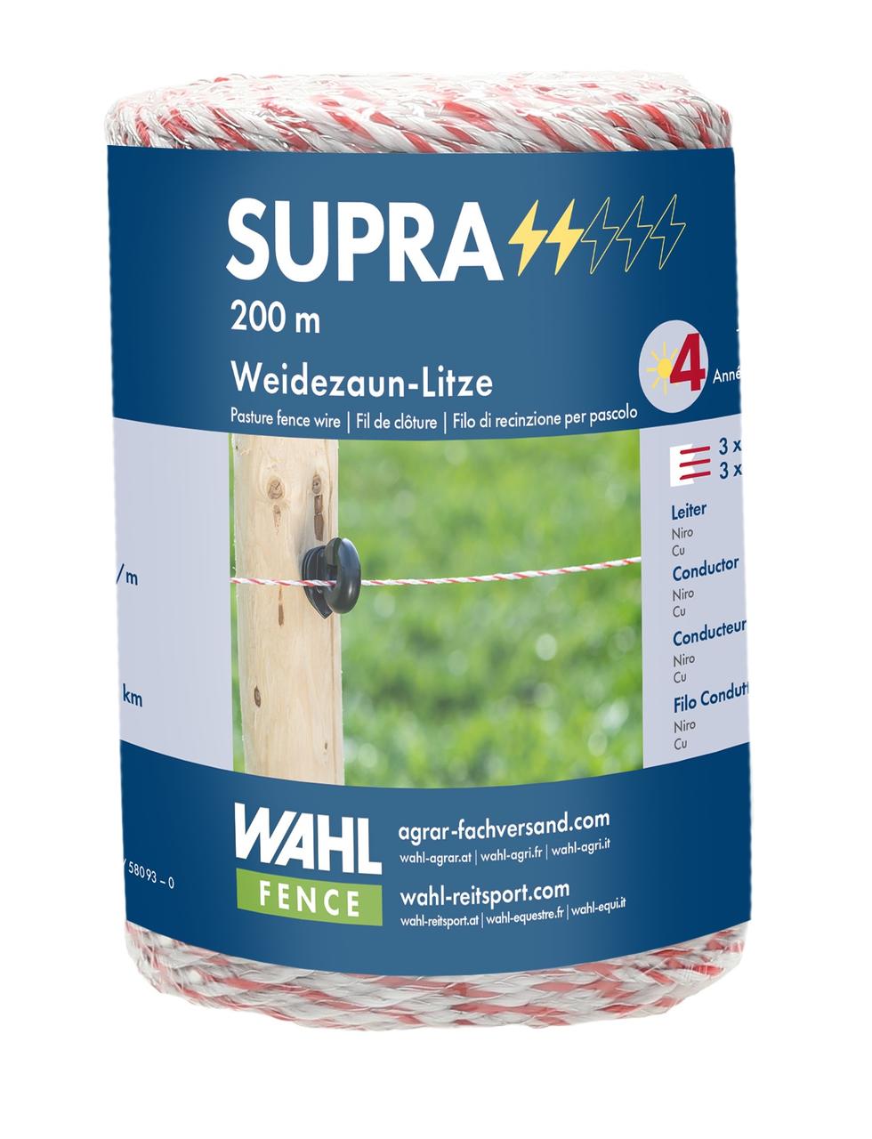 WAHL-FENCE Filo di recinzione per pascoli - SUPRA - 200 m WAHL-FENCE Filo di recinzione per pascoli - SUPRA - 200 m
