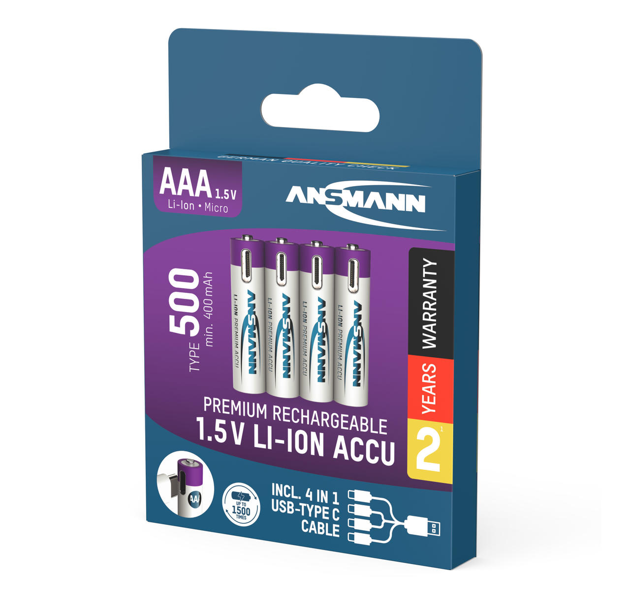 Ansmann Batterie agli ioni di litio – formato Micro AAA