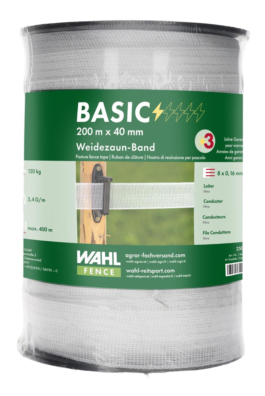 WAHL-FENCE Nastro di recinzione per pascoli - BASIC - 40 mm / 200 m WAHL-FENCE Nastro di recinzione per pascoli - BASIC - 40 mm / 200 m
