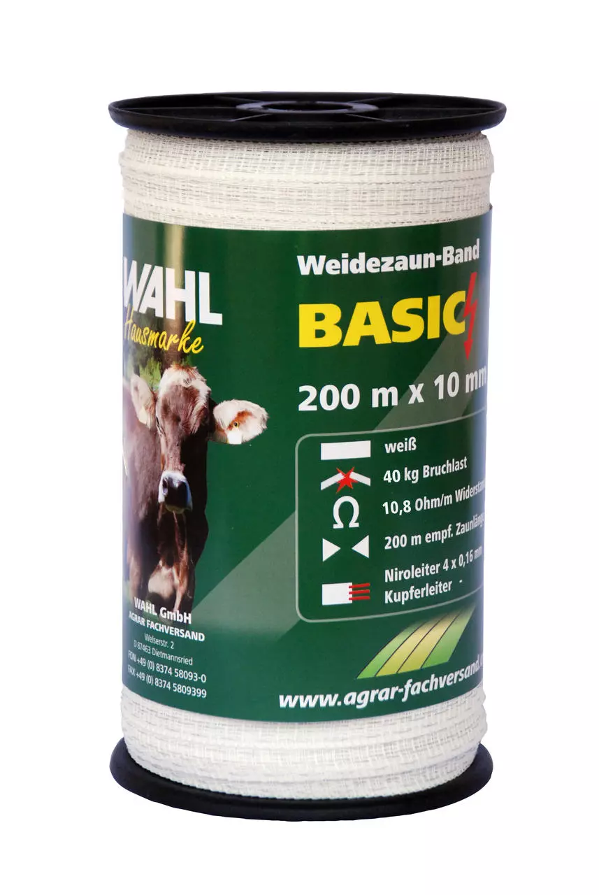 WAHL-FENCE Weidezaunband BASIC weiß - 10 mm/200 m
