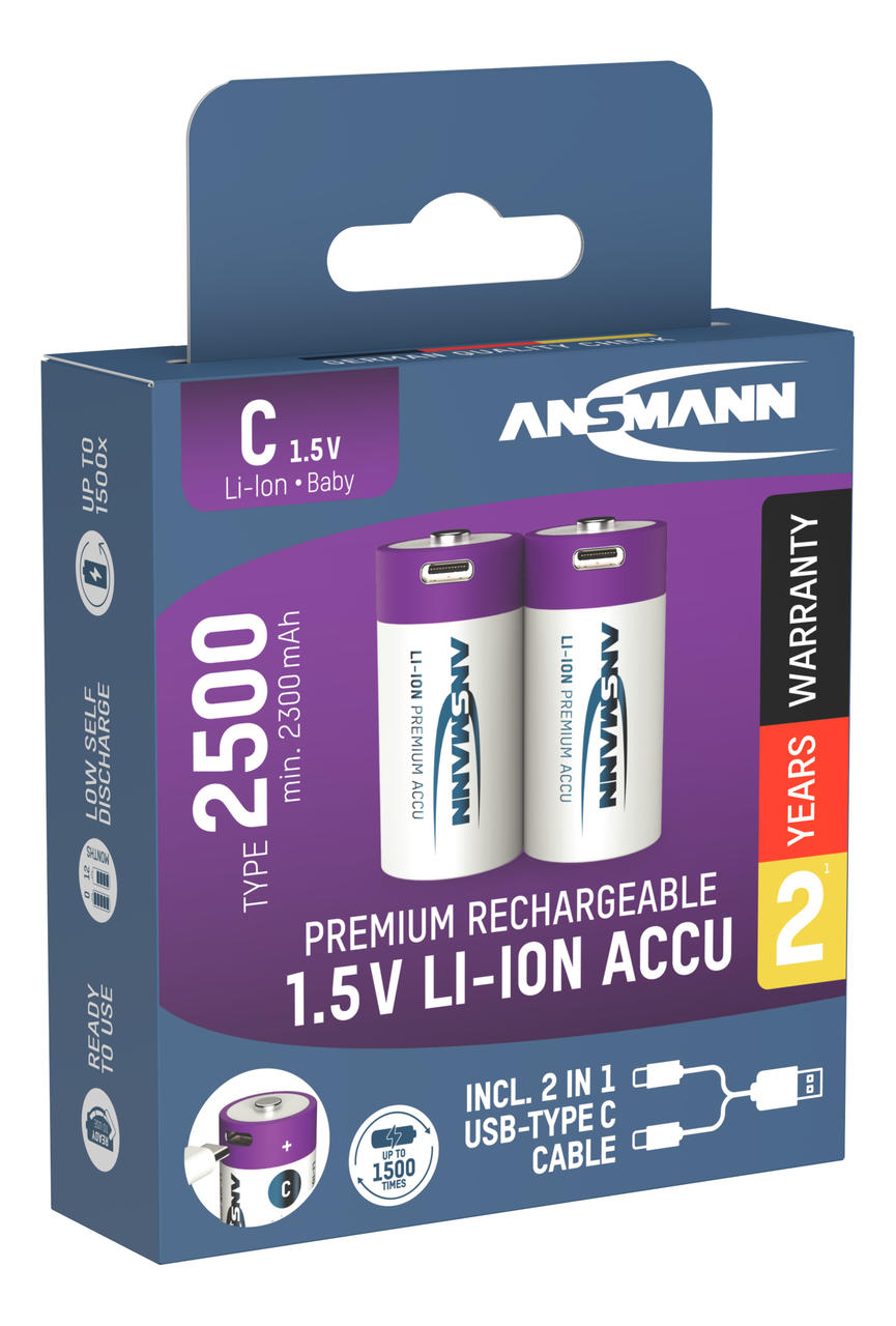 Ansmann Batterie agli ioni di litio – formato Baby C