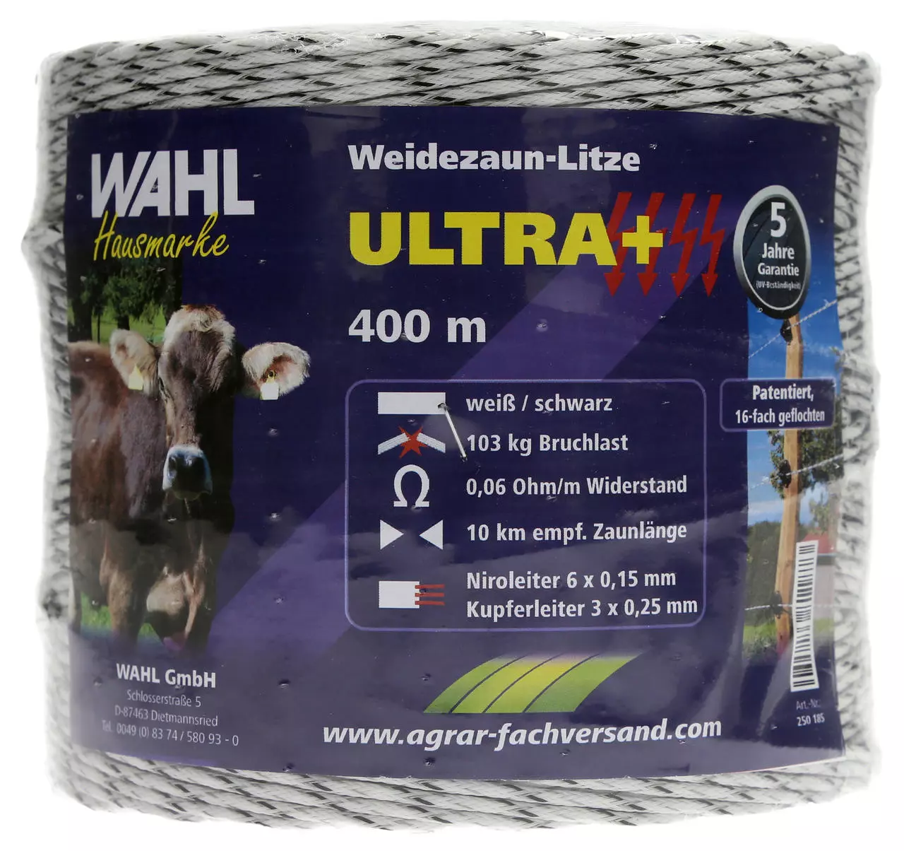 WAHL-FENCE Weidezaunlitze - ULTRA+ - 3 mm / 400 m