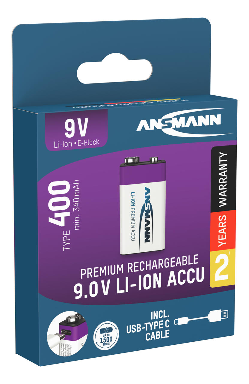 Ansmann Batteria agli ioni di litio 9V E-Block