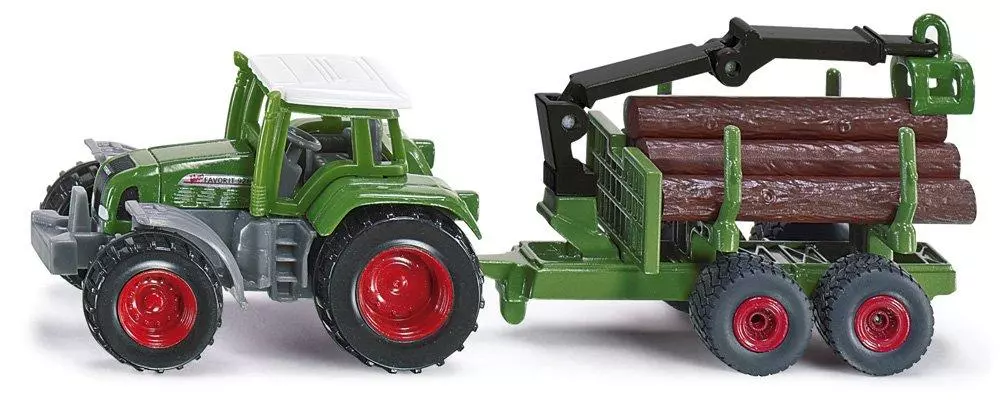 SIKU Super Traktor mit Forstanhänger
