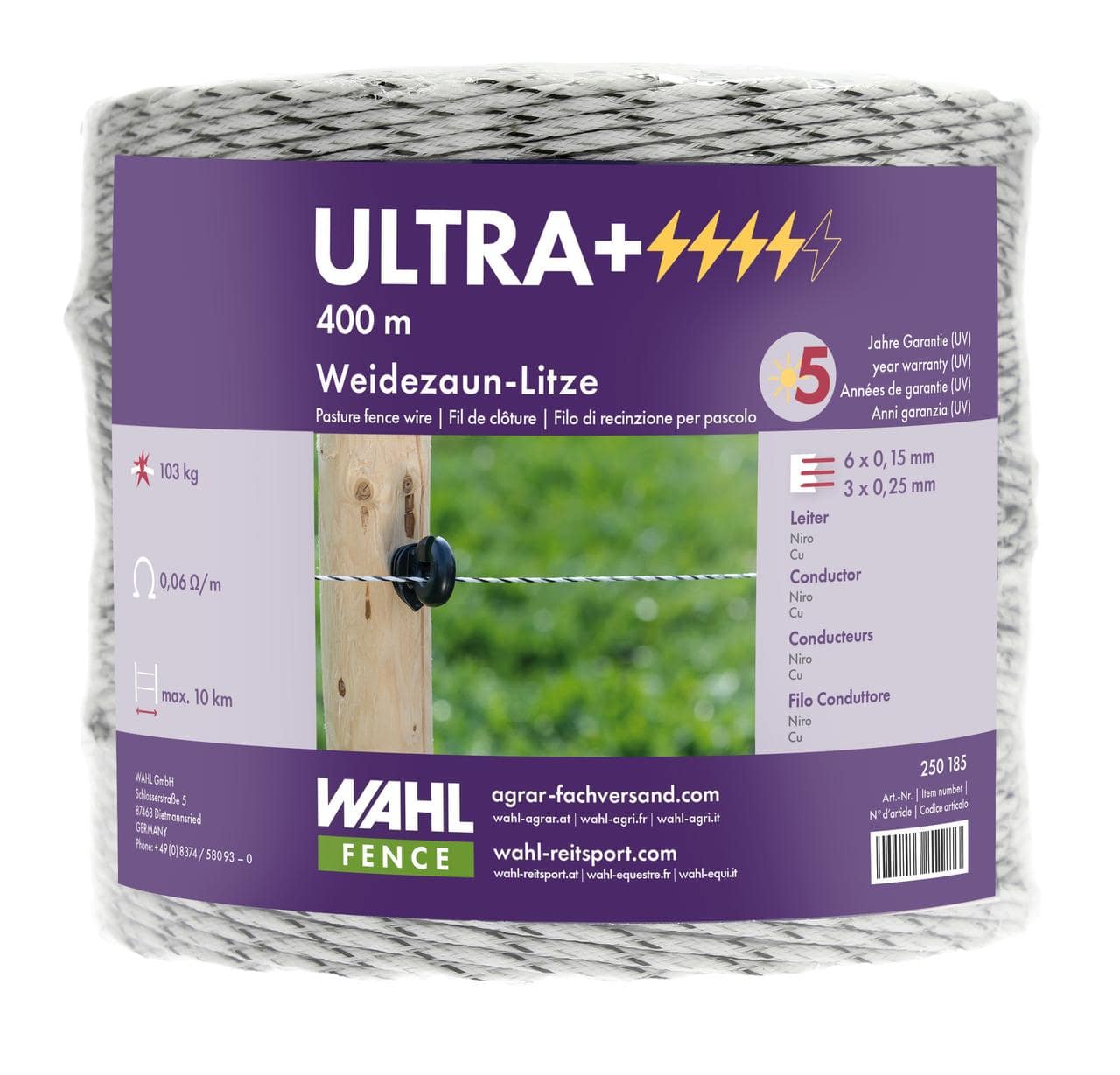 WAHL-FENCE Filo per recinto elettrico ULTRA+ - 3 mm / 400 m