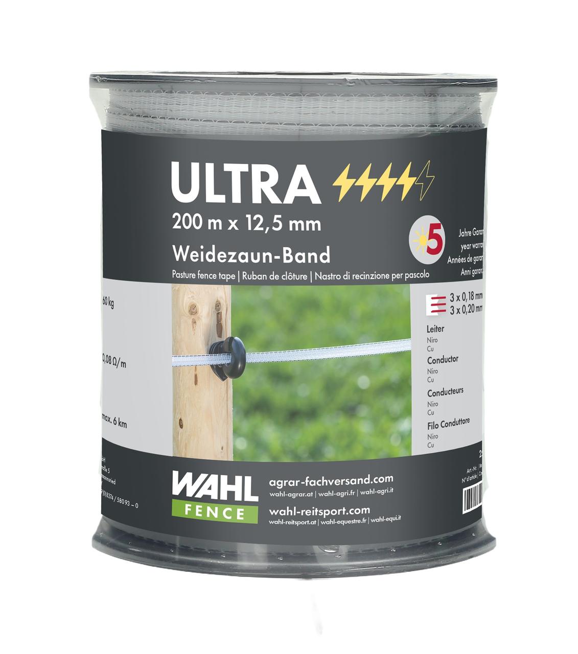 WAHL-FENCE Nastro per recinzioni elettriche - ULTRA - 12,5 mm / 200 m WAHL-FENCE Nastro per recinzioni elettriche - ULTRA - 12,5 mm / 200 m