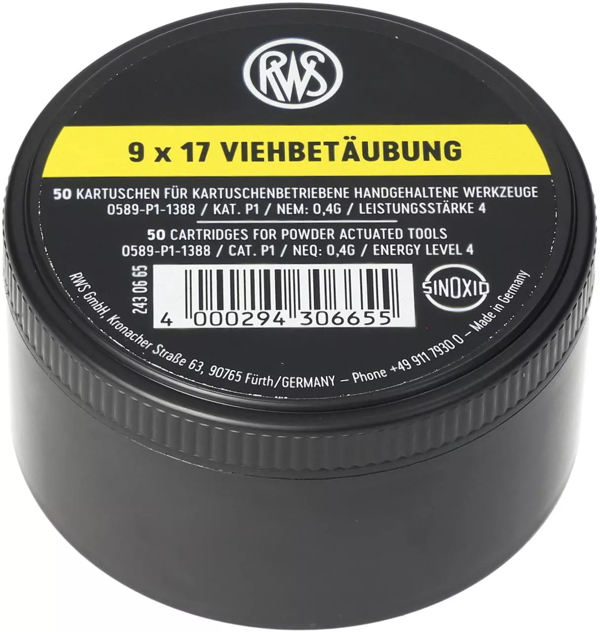 RWS 50 Spezialpatronen Kal. 9x17 gelb