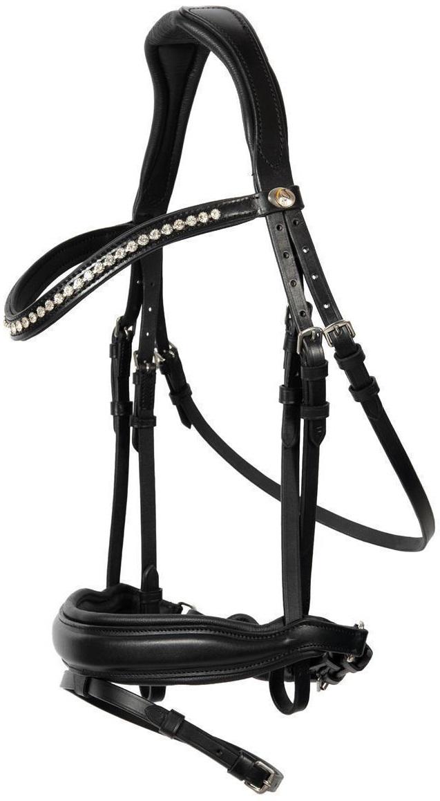 Hans Melzer Trense Wiesbaden Comfort Schwedisch kom. Full = Warmblut schwarz/silber