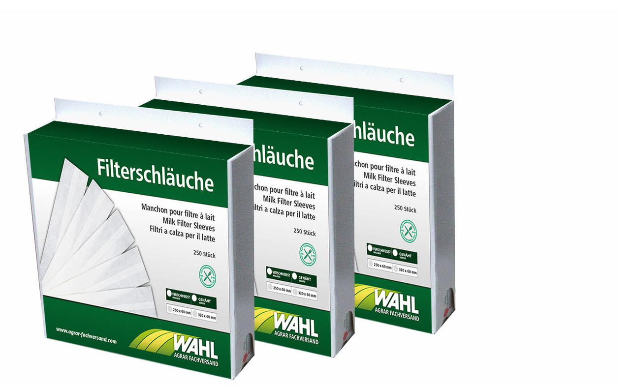 WAHL-Hausmarke Milchfilter geschweißt - 250 Stück im Spenderkarton - versch. Größen 620 x 60 mm | Alfa