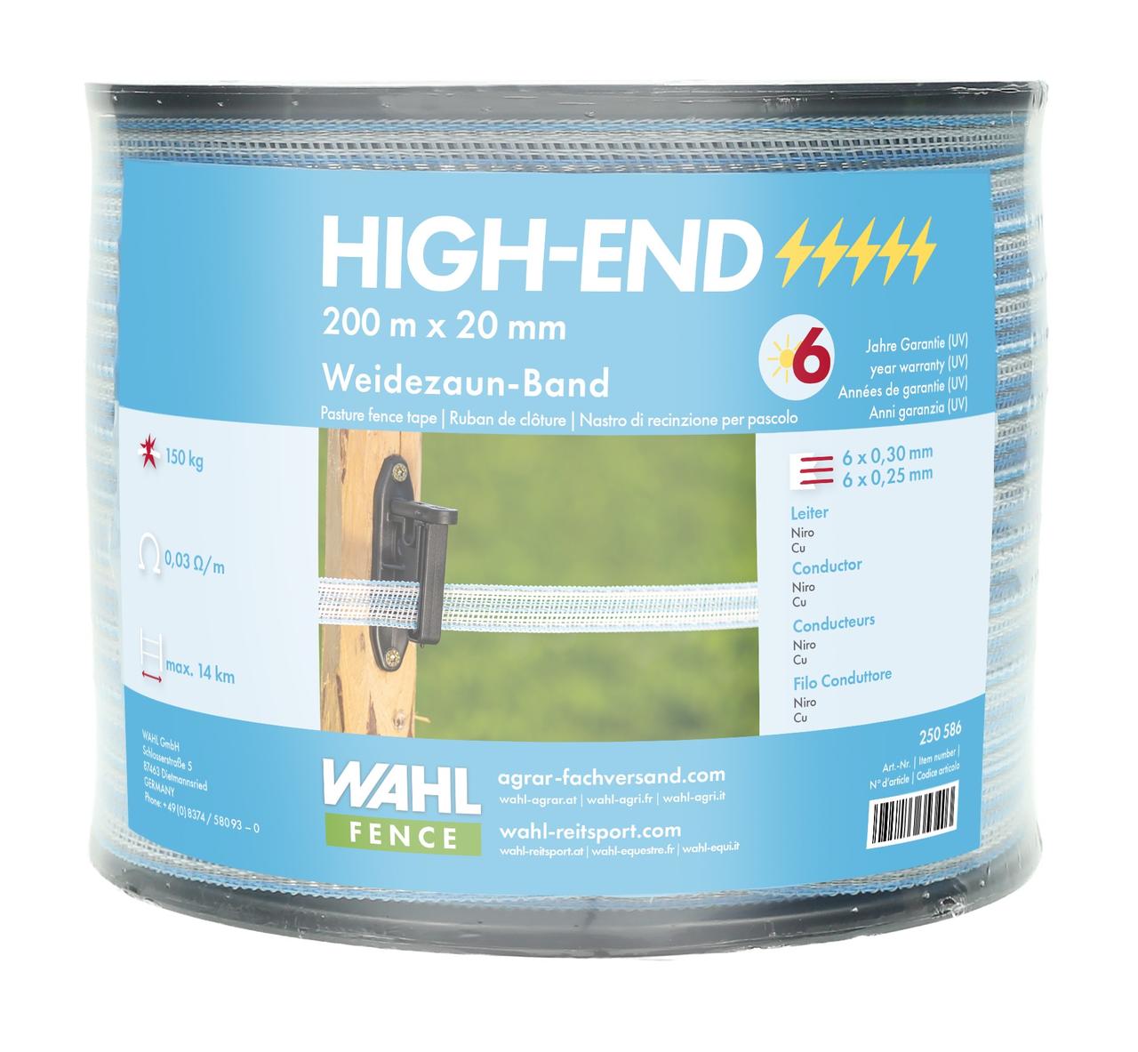 WAHL-FENCE Nastro di recinzione per pascoli - HIGH END 20 mm / 200 m WAHL-FENCE Nastro di recinzione per pascoli - HIGH END 20 mm / 200 m
