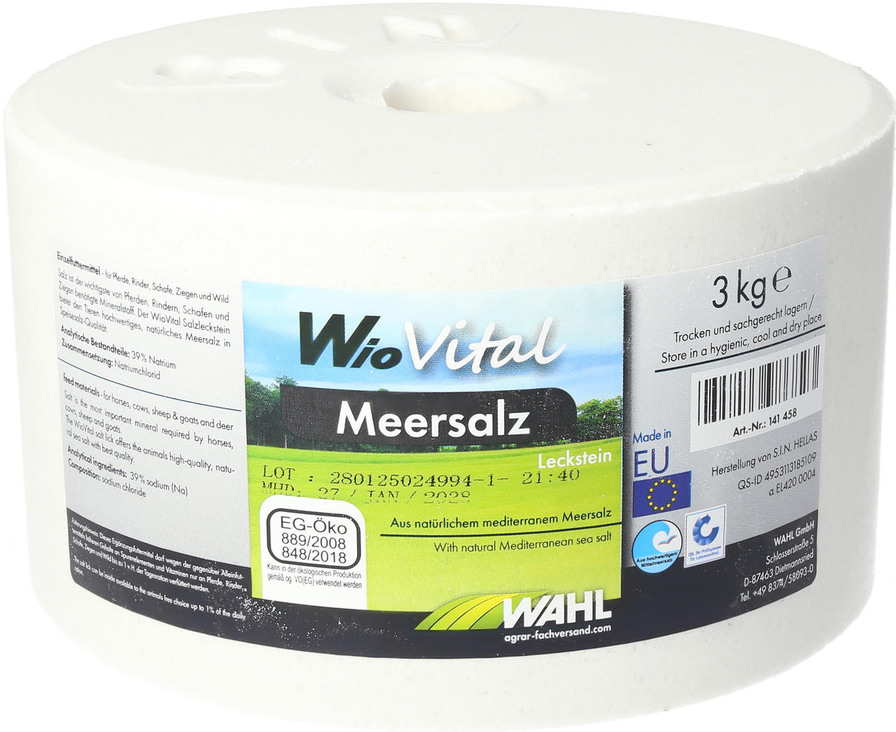 WAHL-Hausmarke WioVital Meersalz Leckstein - 3 kg WAHL-Hausmarke WioVital Meersalz Leckstein - 3 kg
