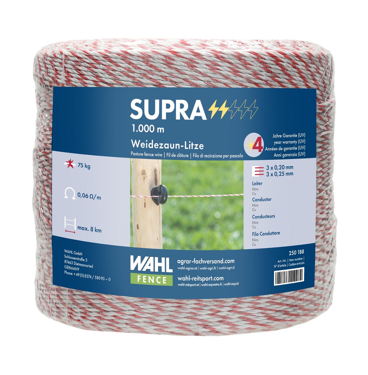 WAHL-FENCE Filo di recinzione per pascoli - SUPRA - 1000 m WAHL-FENCE Filo di recinzione per pascoli - SUPRA - 1000 m