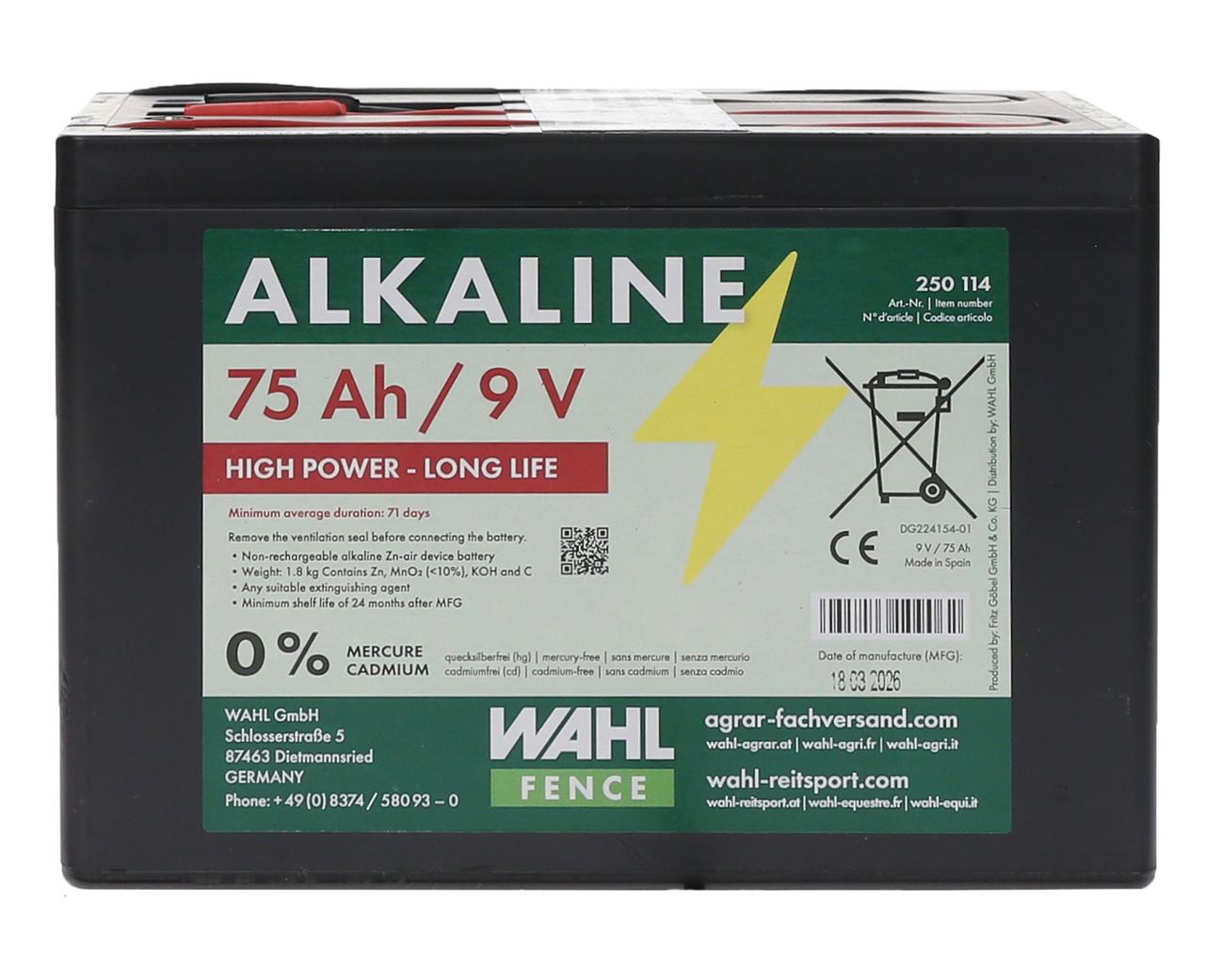 WAHL-FENCE Batteria per recinti elettrici 9 V – 75 Ah WAHL-FENCE Batteria per recinti elettrici 9 V – 75 Ah