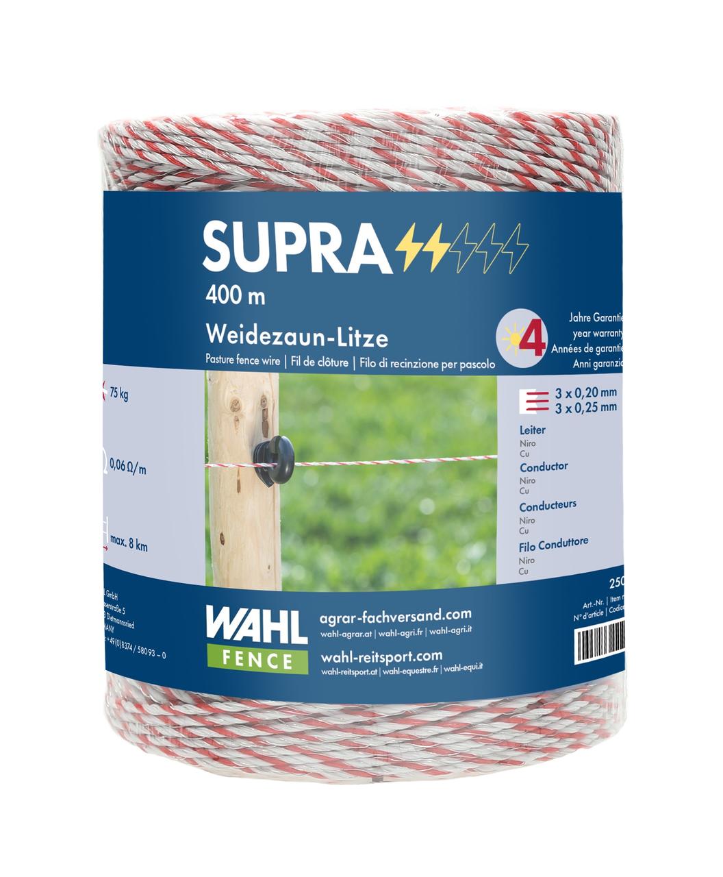 WAHL-FENCE Weidezaunlitze - SUPRA - 400 m WAHL-FENCE Weidezaunlitze - SUPRA - 400 m