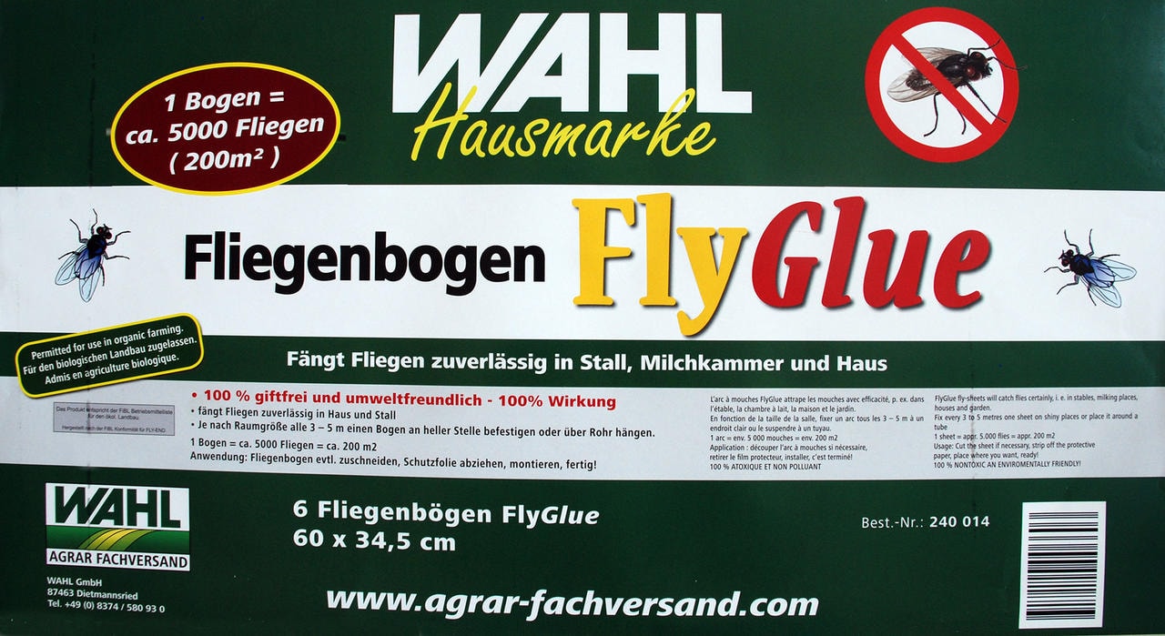WAHL-Hausmarke Fogli antimosche FLY-GLUE per stalla