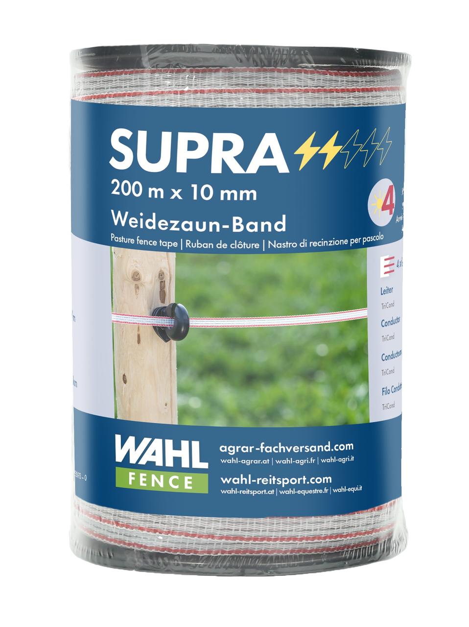 WAHL-FENCE Nastro di recinzione per pascoli SUPRA 200 m / 10 mm WAHL-FENCE Nastro di recinzione per pascoli SUPRA 200 m / 10 mm
