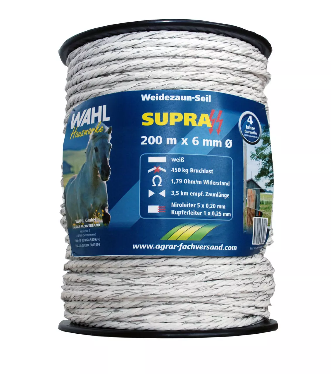 WAHL-FENCE Weidezaunseil - SUPRA - 6 mm / 200 m