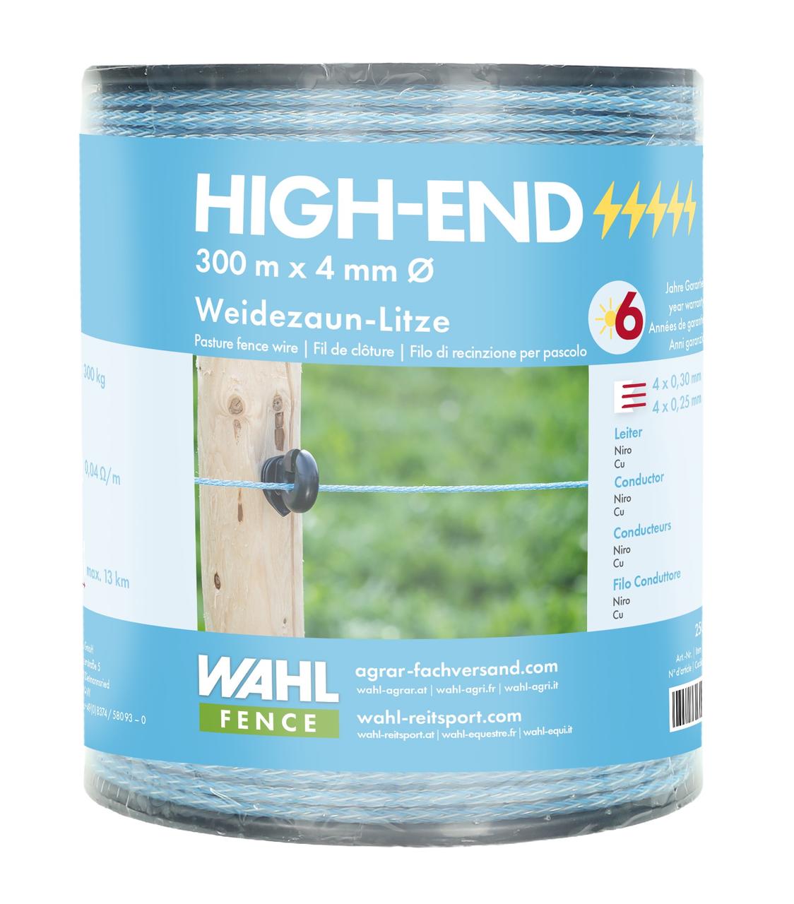 WAHL-FENCE Weidezaunlitze - HIGH END - 4 mm / 300 m WAHL-FENCE Weidezaunlitze - HIGH END - 4 mm / 300 m