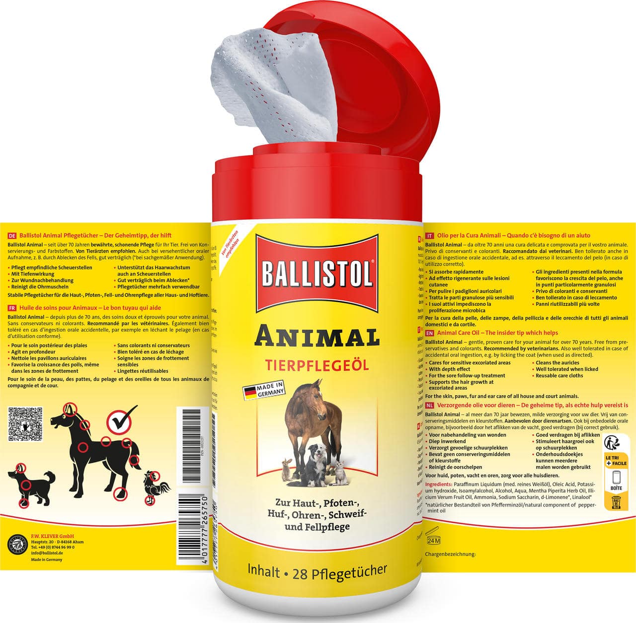 Ballistol Animal Tierpflegeöl Tücher, Spenderbox