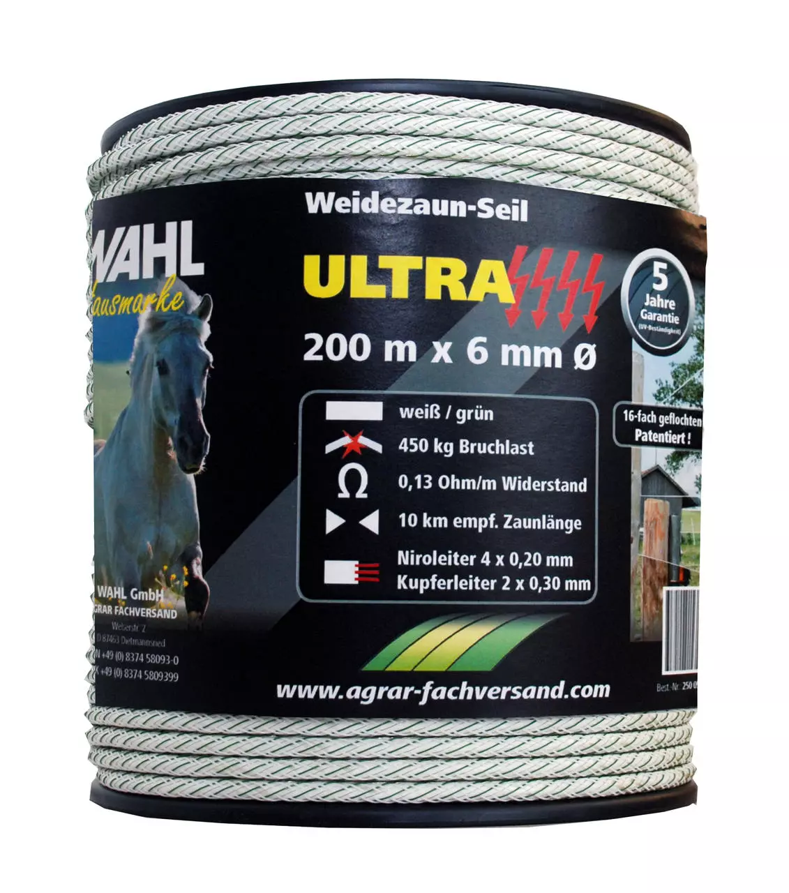 WAHL-FENCE Weidezaunseil - ULTRA - 6 mm / 200 m
