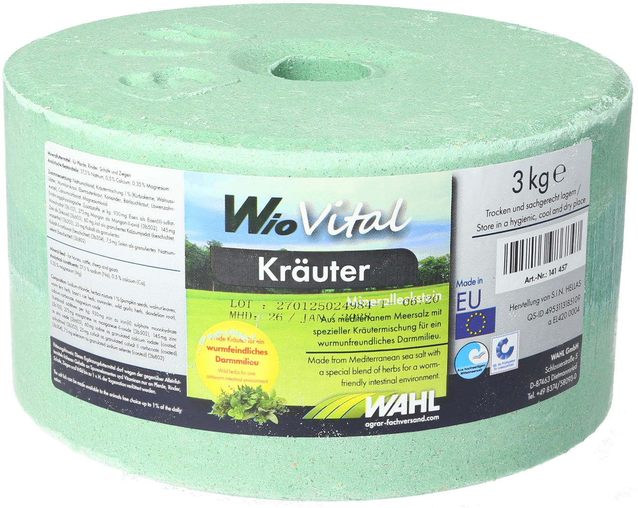 WAHL-Hausmarke WioVital Kräuter Leckstein - 3 kg WAHL-Hausmarke WioVital Kräuter Leckstein - 3 kg