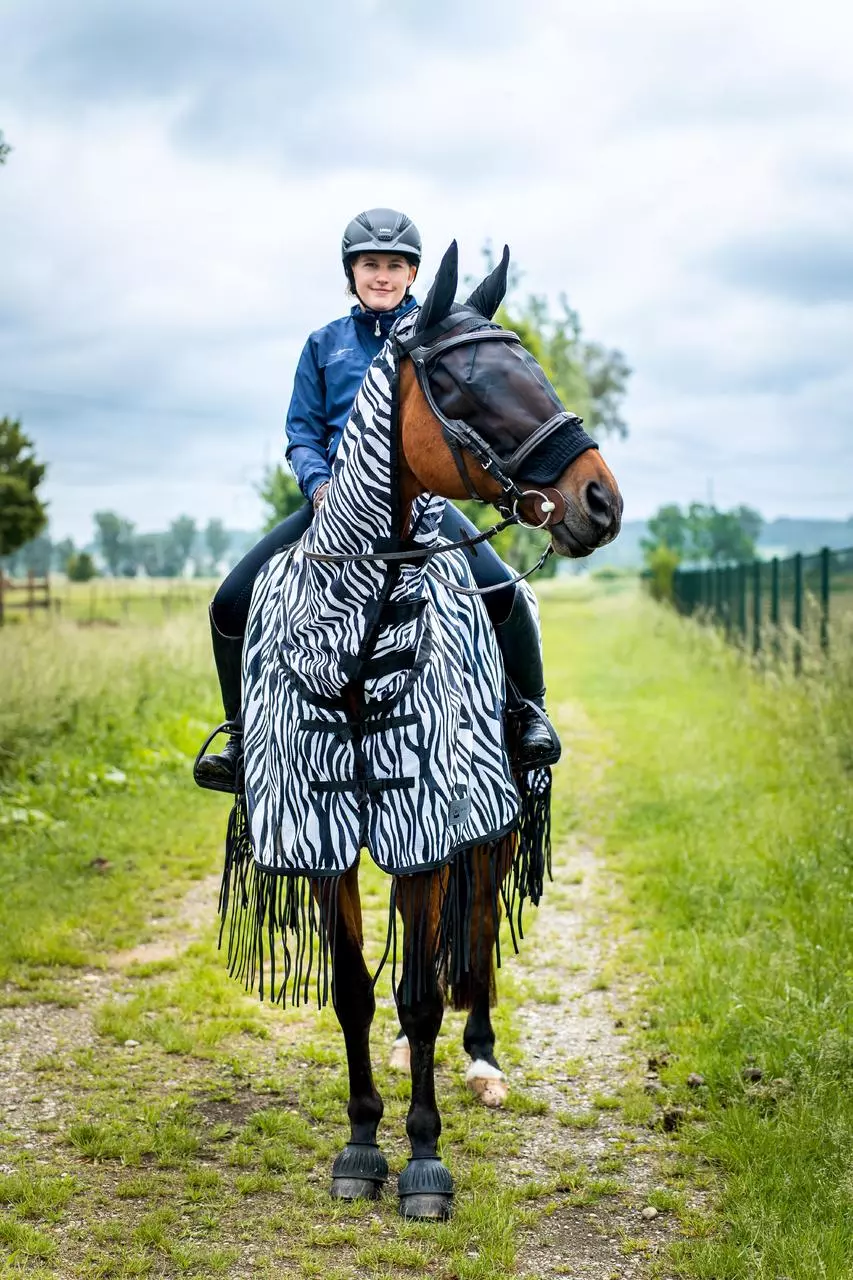 Waldhausen Fliegenausreitdecke Zebra mit Fransen