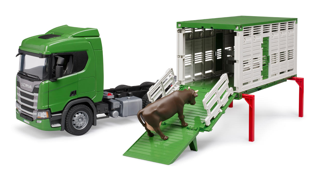 Bruder Scania Super 560R per il trasporto di bestiame con bovini