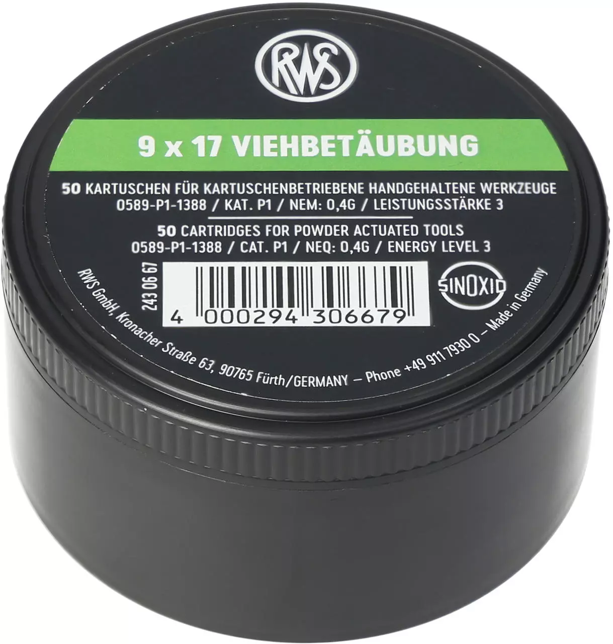 RWS 50 Spezialpatronen Kal. 9x17 grün