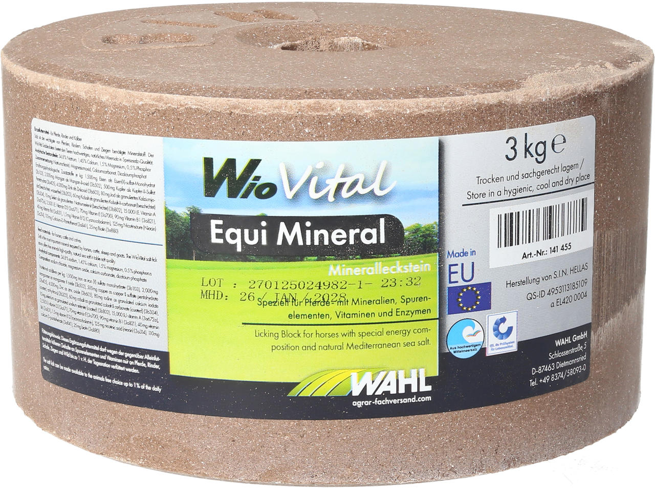 WAHL-Hausmarke WioVital Equi Mineral Leckstein - 3 kg WAHL-Hausmarke WioVital Equi Mineral Leckstein - 3 kg