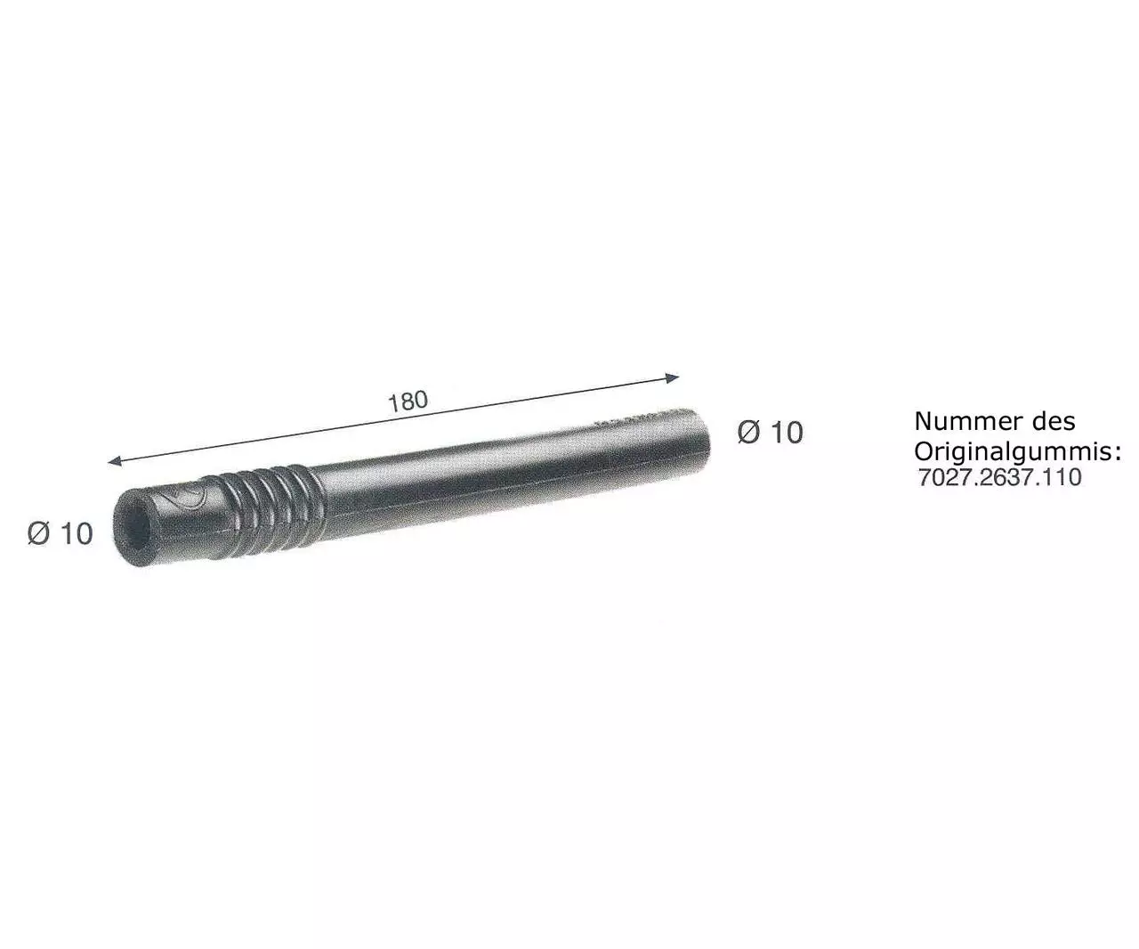 Milchschlauch Gummi, 180mm x 10/10/4mm