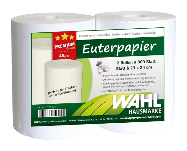 WAHL-Hausmarke Euterpapier 2 Rollen à 800 Blatt PREMIUM
